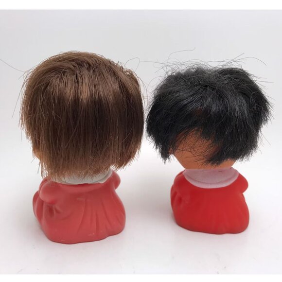 Vintage Moody Rubber Baby Dolls Rooted Hair Funny Faces - Picture 4 of 5